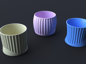 Flower Pot Set 3D Printing Model - Set of 8 pcs 3D print model 3D print model 3D Print Model