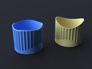 Flower Pot Set 3D Printing Model - Set of 8 pcs 3D print model 3D print model 3D Print Model
