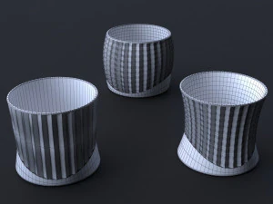 Flower Pot Set 3D Printing Model - Set of 8 pcs 3D print model 3D print model 3D Print Model