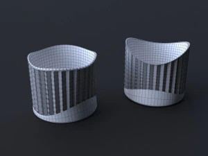 Flower Pot Set 3D Printing Model - Set of 8 pcs 3D print model 3D print model 3D Print Model