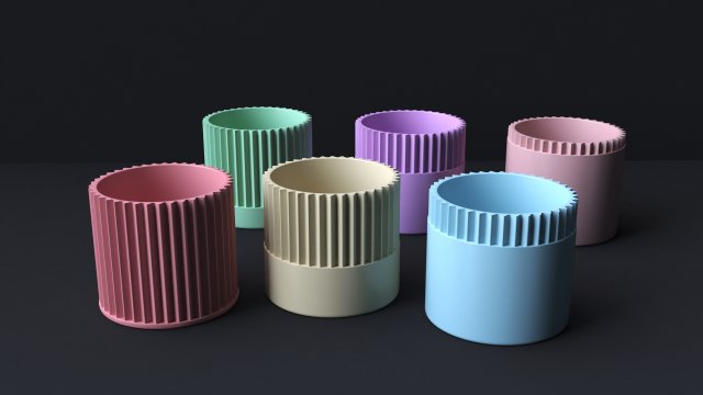 Botanical Bliss 3D Printable Set of 6 Exquisite Flower Pots Model do druku 3D .c4d .max .obj .3ds .fbx .stl .blend 