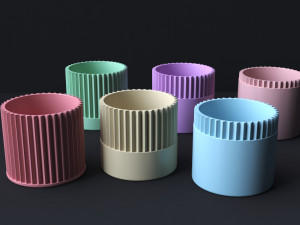 Botanical Bliss 3D Printable Set of 6 Exquisite Flower Pots Model Cetak 3D