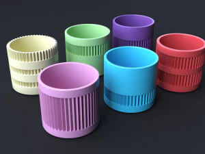 6-Piece 3D Printed Flower Pot Ensemble 3D Print Model