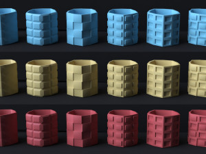 Cube 6 Piece Flower Pot Set - 3D Print Model 3D 打印模型