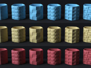 Cube 6 Piece Flower Pot Set - 3D Print Model 3D Print Model