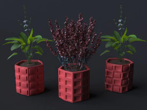 Cube 6 Piece Flower Pot Set - 3D Print Model 3D Print Model