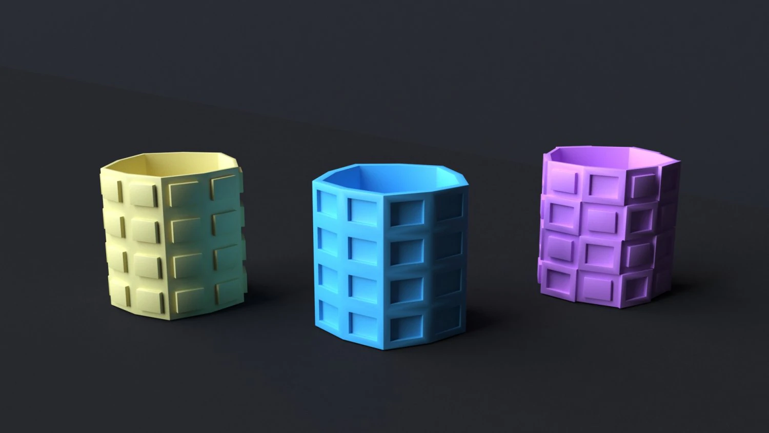 Cube 6 Piece Flower Pot Set - 3D Print Model 3D Print Model .c4d .max .obj .3ds .fbx .stl .blend 
