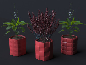 Cube 6 Piece Flower Pot Set - 3D Print Model 3D 打印模型