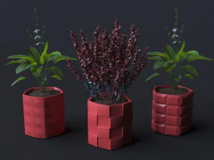 Cube 6 Piece Flower Pot Set - 3D Print Model 3D Print Model