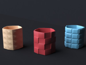 Cube 6 Piece Flower Pot Set - 3D Print Model 3D 打印模型