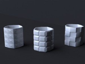 Cube 6 Piece Flower Pot Set - 3D Print Model 3D 打印模型