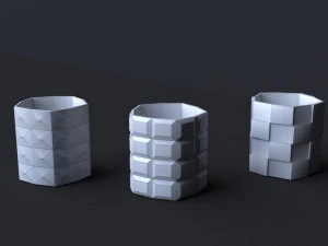 Cube 6 Piece Flower Pot Set - 3D Print Model 3D Print Model