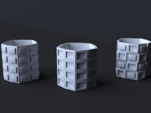 Cube 6 Piece Flower Pot Set - 3D Print Model 3D 打印模型
