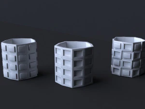 Cube 6 Piece Flower Pot Set - 3D Print Model 3D Print Model