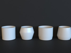 Round 9 Piece Flower Pot Set - 3D Print Model Modèles 3D en vedette