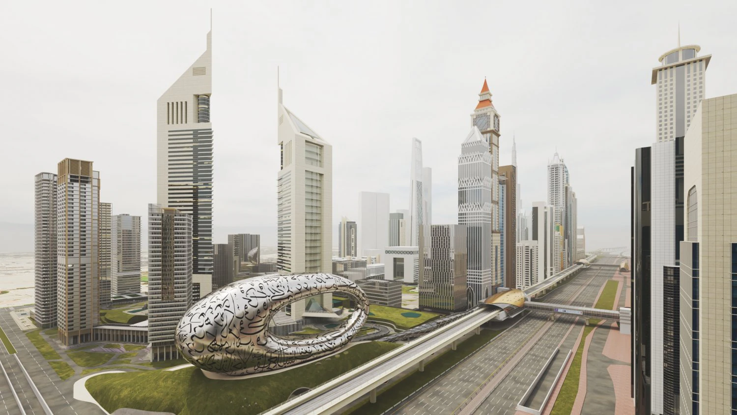 Dubai Jumeirah Emirates Area 3D Model .c4d .max .obj .3ds .fbx .stl .blend