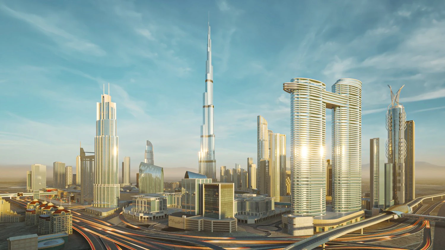 Dubai Building - Burj khalifa Area v2 3D Model .c4d .max .obj .3ds .fbx .stl .blend 