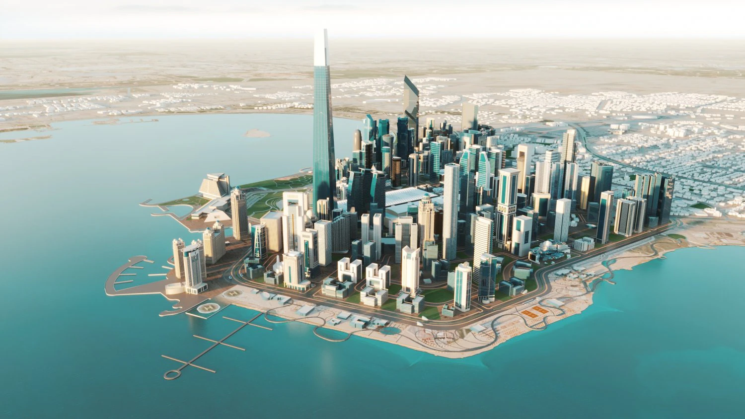 Doha, Katar Model 3D .c4d .max .obj .3ds .fbx .stl .blend 