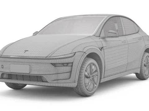 2025 Tesla New Model Y With Two Style Rims 3D Модель