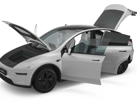 2025 Tesla New Model Y With Interior Include Two Style Rims 3Dモデル