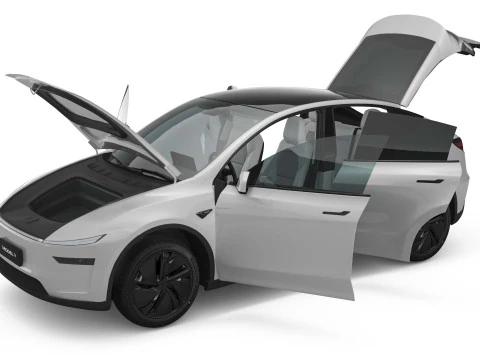 2025 Tesla New Model Y With Interior Include Two Style Rims 3D Model