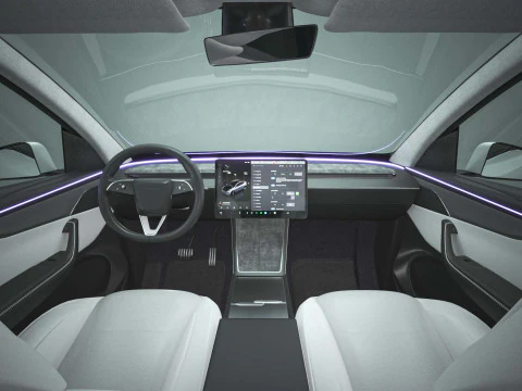 2025 Tesla New Model Y With Interior Include Two Style Rims 3D Model