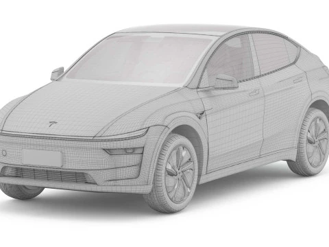 2025 Tesla New Model Y With Interior Include Two Style Rims 3D Model