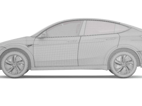 2025 Tesla New Model Y With Interior Include Two Style Rims 3D Model