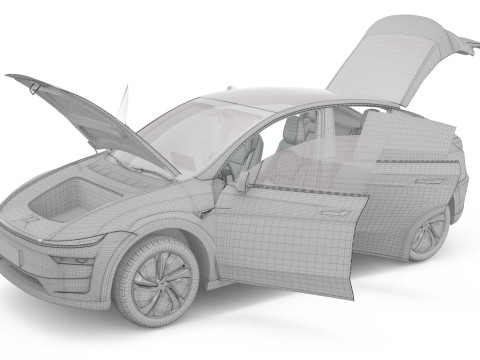 2025 Tesla New Model Y With Interior Include Two Style Rims 3Dモデル