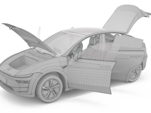 2025 Tesla New Model Y With Interior Include Two Style Rims 3D Model