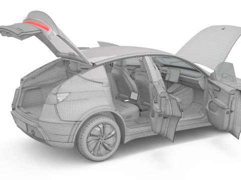 2025 Tesla New Model Y With Interior Include Two Style Rims 3D Model