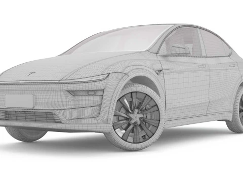 2025 Tesla New Model Y With Interior Include Two Style Rims 3D Model