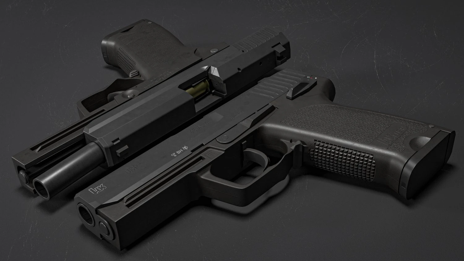 HK USP 45ACP 3D Model .c4d .max .obj .3ds .fbx .stl .blend 