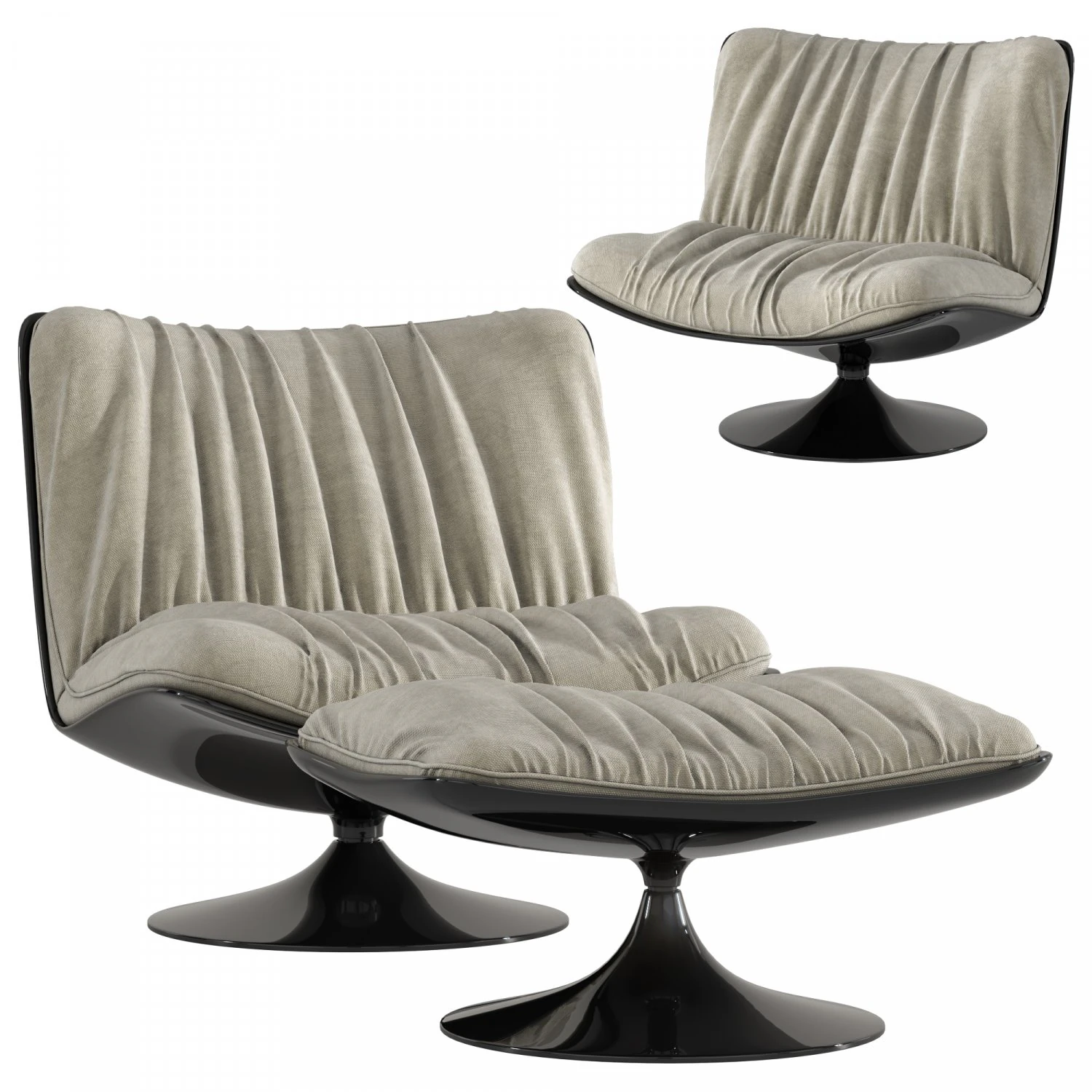 Lounge Chair and Ottoman 3D Model .c4d .max .obj .3ds .fbx .stl .blend 