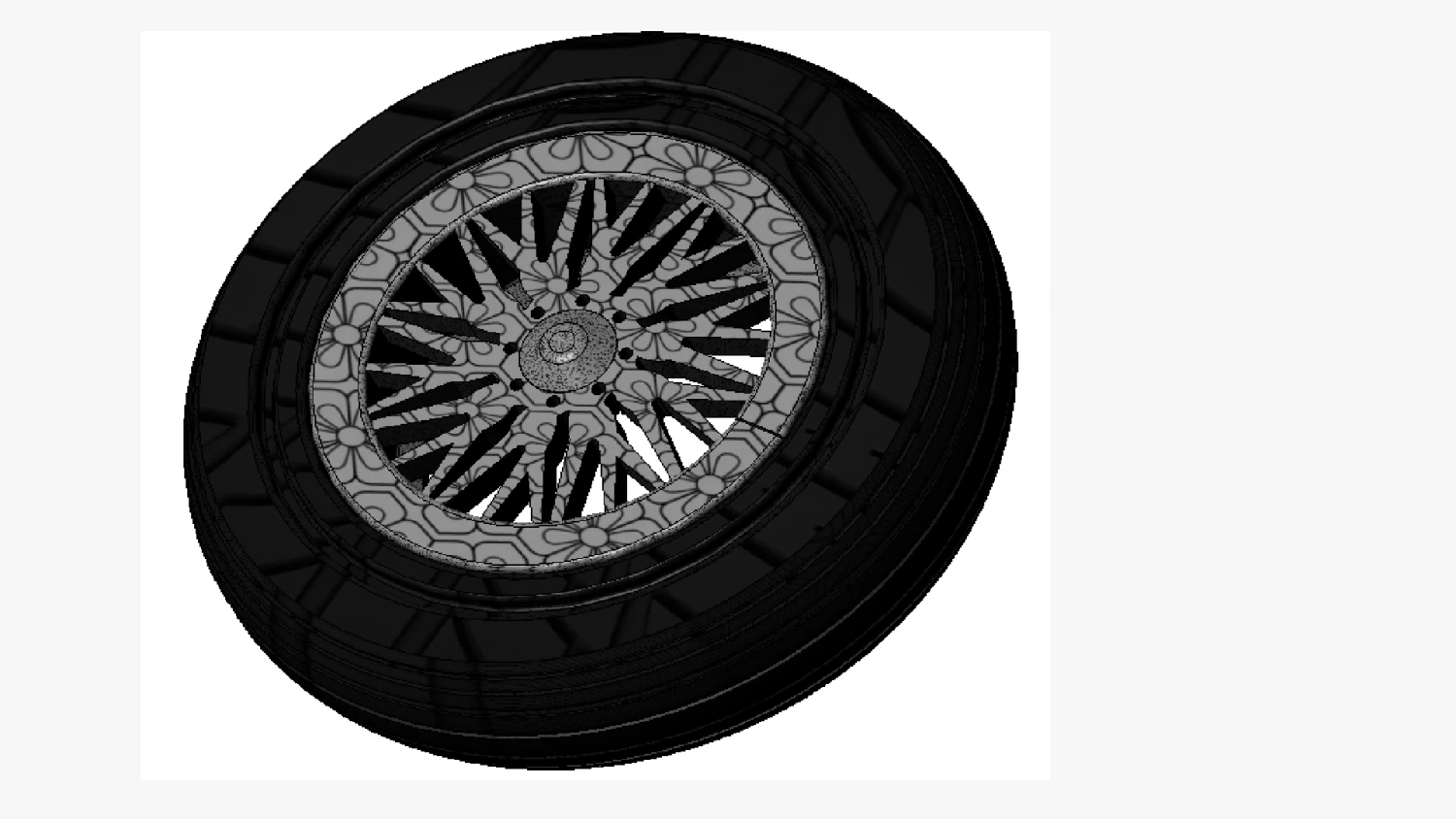 Wheel alloy ion rims and tyre 3D Model .c4d .max .obj .3ds .fbx .stl .blend 