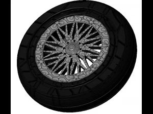 Wheel alloy ion rims and tyre 3D Model
