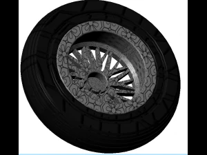 Wheel alloy ion rims and tyre 3D Model