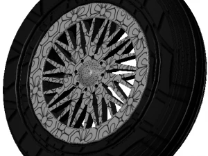 Wheel alloy ion rims and tyre 3D Model