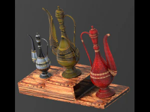 Arte dell'impero mughal arte islamica mughal vaso arabo vaso mughal vaso calligrafia araba vaso antico isl Modello 3D
