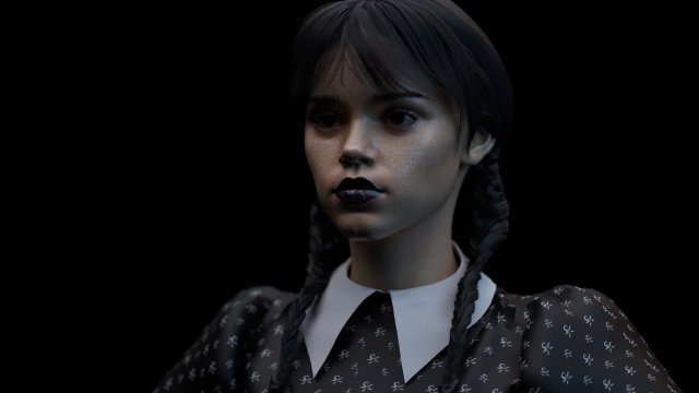 Wednesday Addams 2022 3D Model .c4d .max .obj .3ds .fbx .stl .blend 