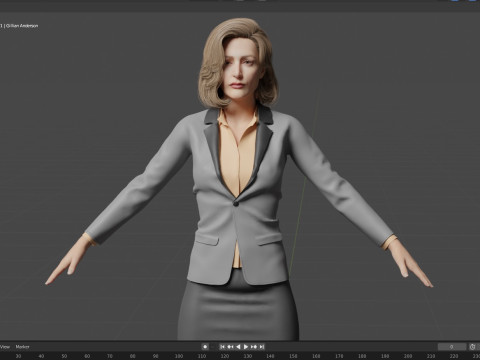 Gillian Anderson Modello 3D