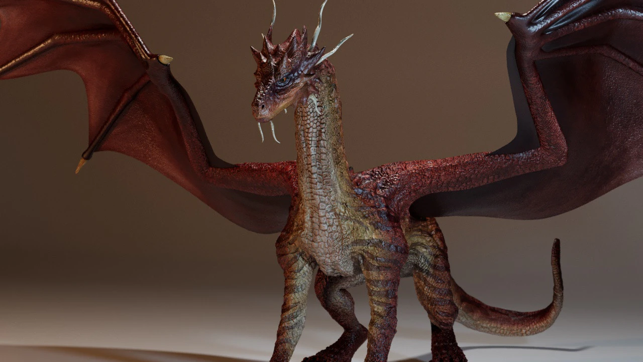 Red Dragon 3D Model .c4d .max .obj .3ds .fbx .stl .blend