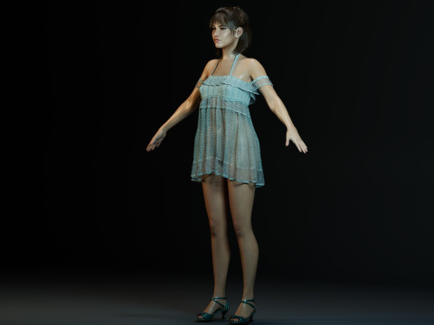 Young Sophie Marceau 3D Model