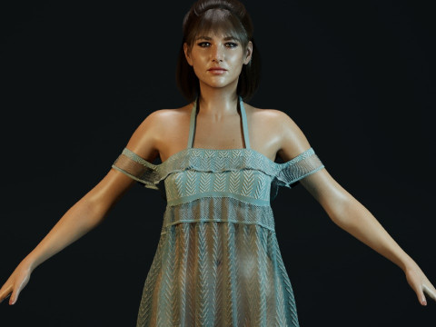 Young Sophie Marceau 3D Model