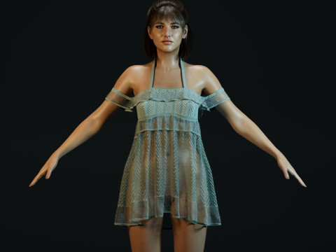 Young Sophie Marceau 3D Model