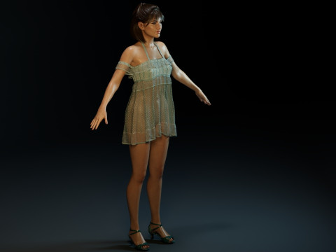 Young Sophie Marceau 3D Model