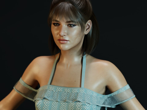 Young Sophie Marceau 3D Model