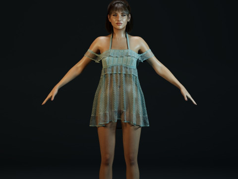 Young Sophie Marceau 3D Model