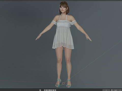 Young Sophie Marceau 3D Model