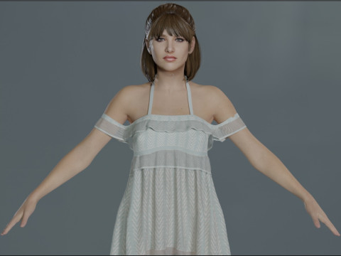 Young Sophie Marceau 3D Model